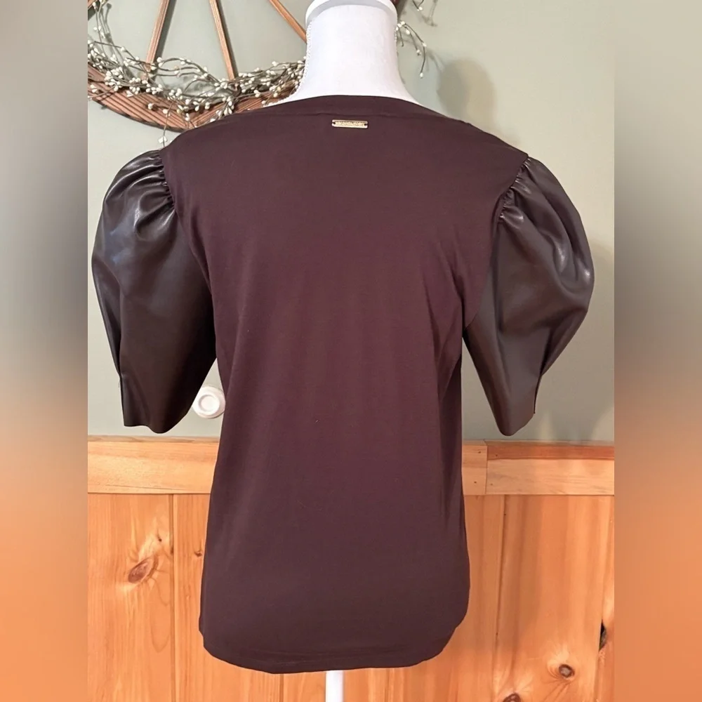 MICHAEL Michael Kors Women's Puff-Sleeve T-Shirt, Brown, Medium